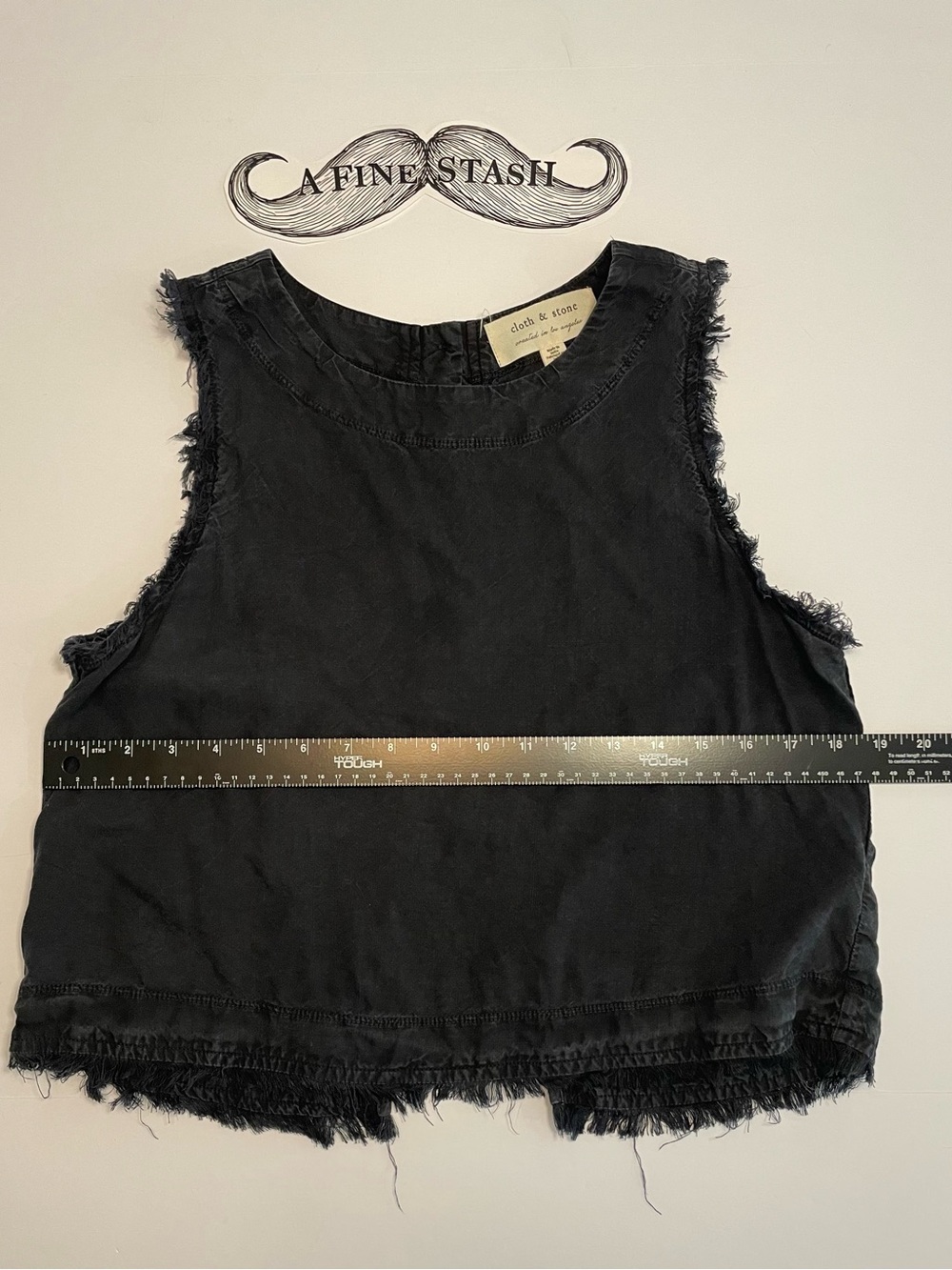 cloth & stone Black Raw-Edge Frayed Crop Top